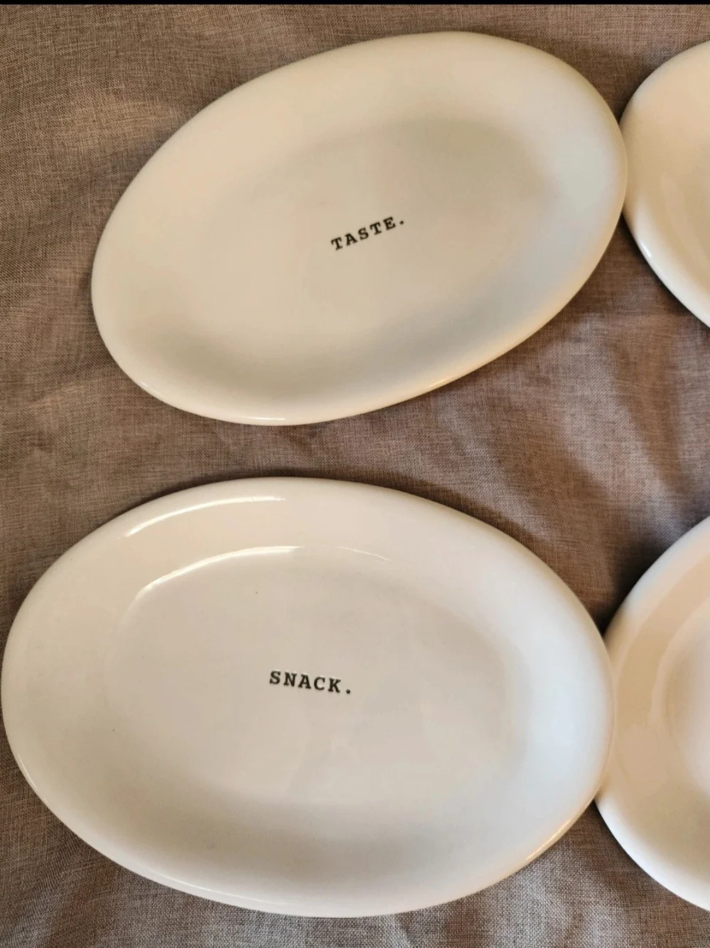 Rae Dunn Oval Cream Ceramic Appetizer Plate Set of 4